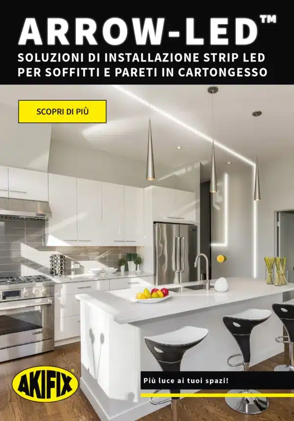 SEMILAVORATO IN CARTONGESSO E FIBRA CON PROFILO IN ALLUMINIO PER LA CREAZIONE DI LUCE LED DIRETTA PER PARETI E SOFFITTI - ARROW-LED™ - immagine 3